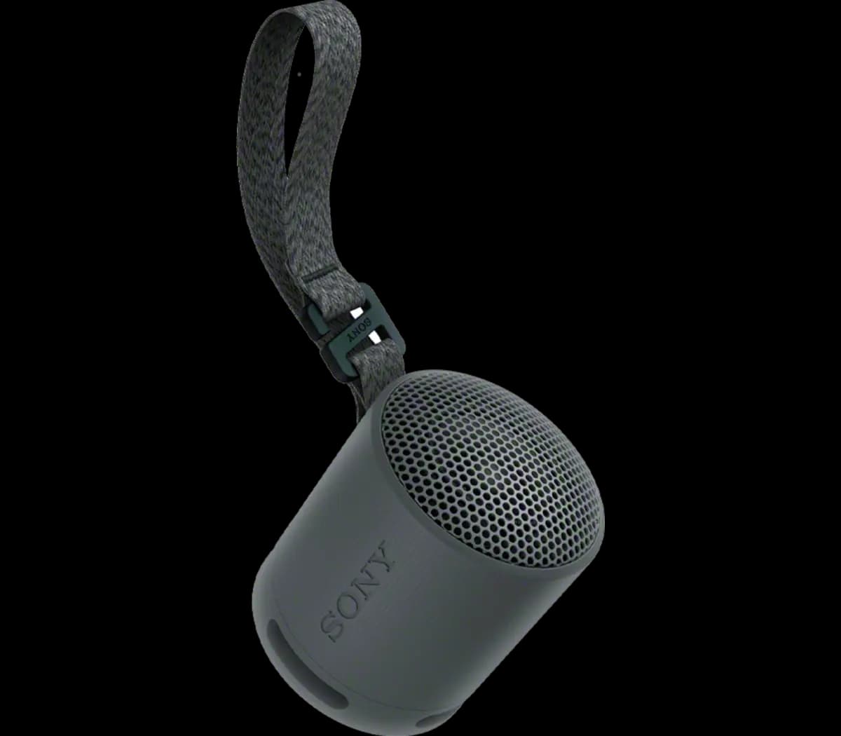 Sony SRS-XB100 compact portable Bluetooth speaker in black.
